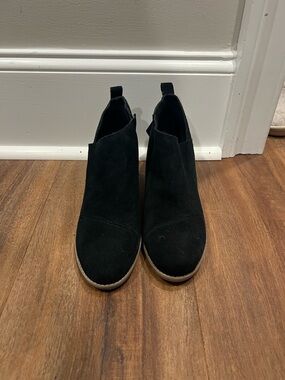 Toms Black Suede Slip-On Ankle Booties
